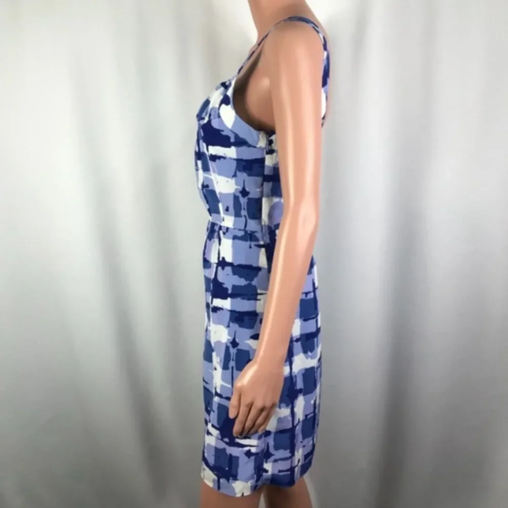 Banana Republic Abstract Print Blue/White Dress Size - Picture 3 of 6